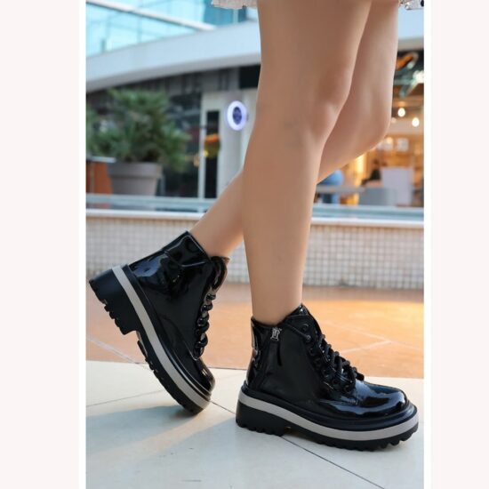 Black Orthopedic Lace up Boots for Women Knee High AL-206