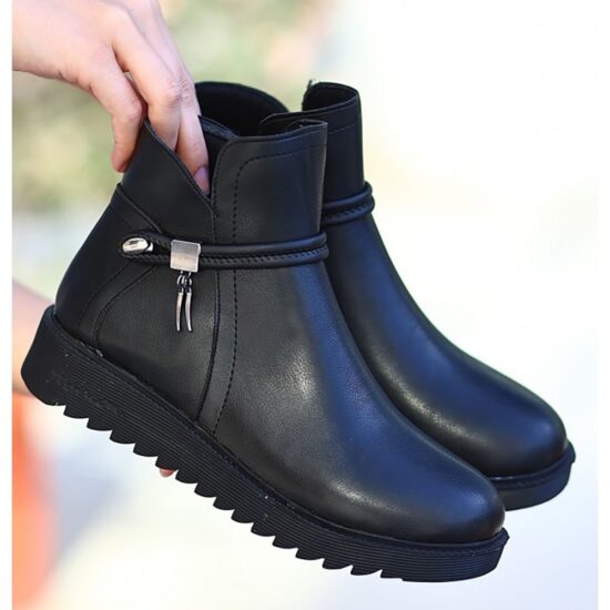 Black Orthopedic Side Zipper Boots for Women AL-202