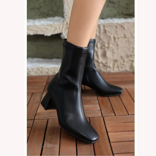 Black Square Toe Ankle Boots for Women AL-213