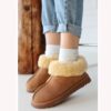 Brown Winter Fur Boots for Women Low Heel AL-219