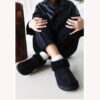 Black Winter Fur Boots for Women Low Heel AL-219