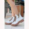 Brown Lace up Ankle Boots for Women Low Heel AL-210