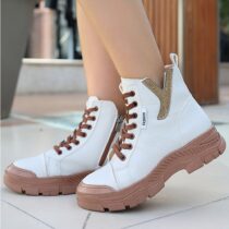 Brown Lace up Ankle Boots for Women Low Heel AL-210