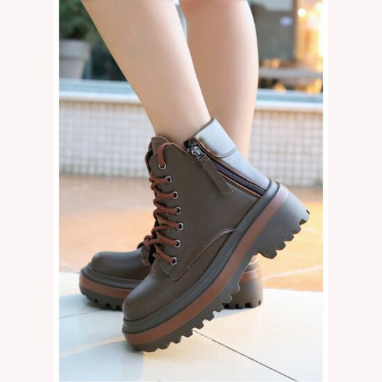 Brown Orthopedic Lace up Boots for Women Knee High AL-206