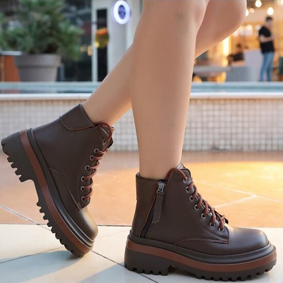 Brown Orthopedic Lace up Boots for Women Knee High AL-206