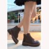 Brown Orthopedic Lace up Boots for Women Knee High AL-206