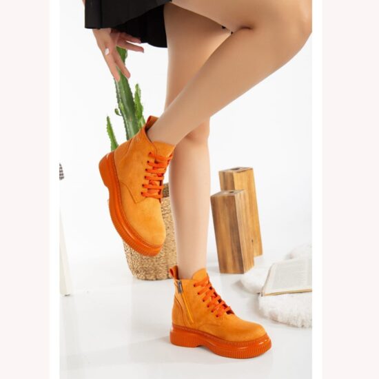 Orange Casual Women's Boots With Zipper AL-207