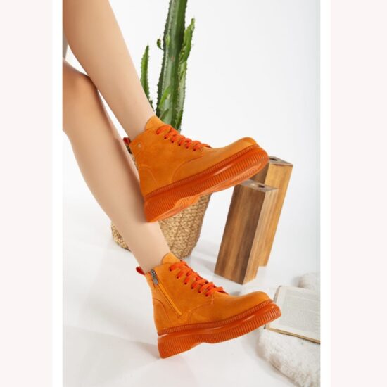 Orange Casual Women's Boots With Zipper AL-207