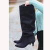 Suede Kitten Heel Knee High Boots AL-203