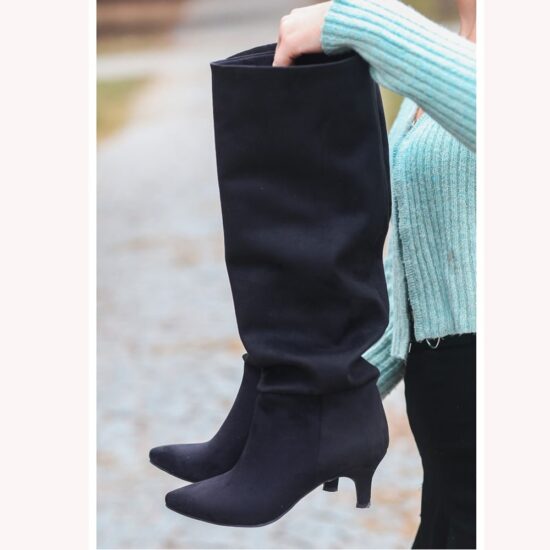 Suede Kitten Heel Knee High Boots AL-203