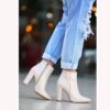 Cream Thick Heel Boots for Women High Heel AL-221