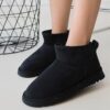 Black Fur Winter Boots for Women Low Heel AL-220