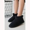 Black Fur Winter Boots for Women Low Heel AL-220