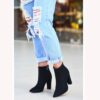 Black Suede Thick Heel Boots for Women AL-221