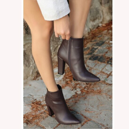 Brown Thick Heel Boots for Women High Heel AL-221