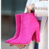 Fushcia Thick Heel Boots for Women High Heel AL-221