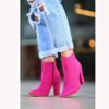 Fushcia Thick Heel Boots for Women High Heel AL-221