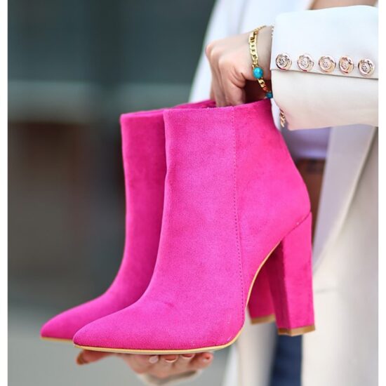 Fushcia Thick Heel Boots for Women High Heel AL-221