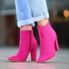 Fushcia Thick Heel Boots for Women High Heel AL-221