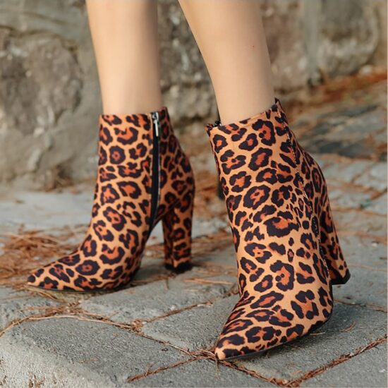 Leopard Thick Heel Boots for Women High Heel AL-221