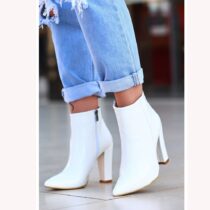 White Thick Heel Boots for Women High Heel AL-221