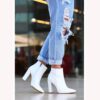 White Thick Heel Boots for Women High Heel AL-221