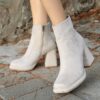 Beige Blunt Toe Boots for Women Ankle Boots AL-225