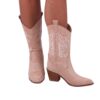 Beige Embroidered Western Cowboy Boots for Women TU-04