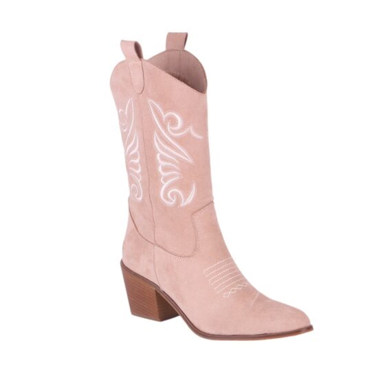 Beige Embroidered Western Cowboy Boots for Women TU-04