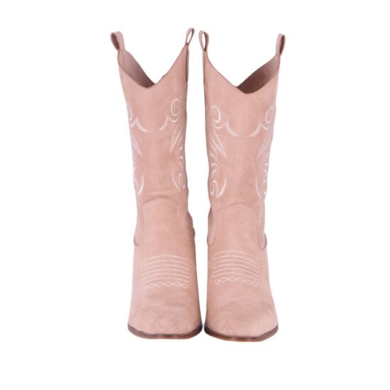 Beige Embroidered Western Cowboy Boots for Women TU-04