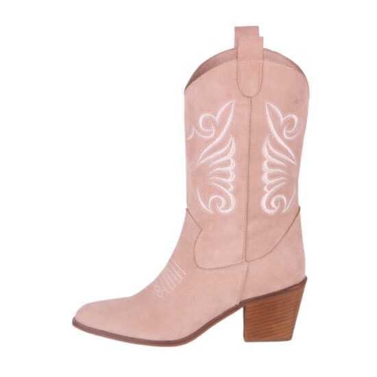 Beige Embroidered Western Cowboy Boots for Women TU-04