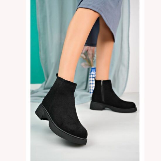 Black Ankle Boots Low Heel Boots for Women AL-223