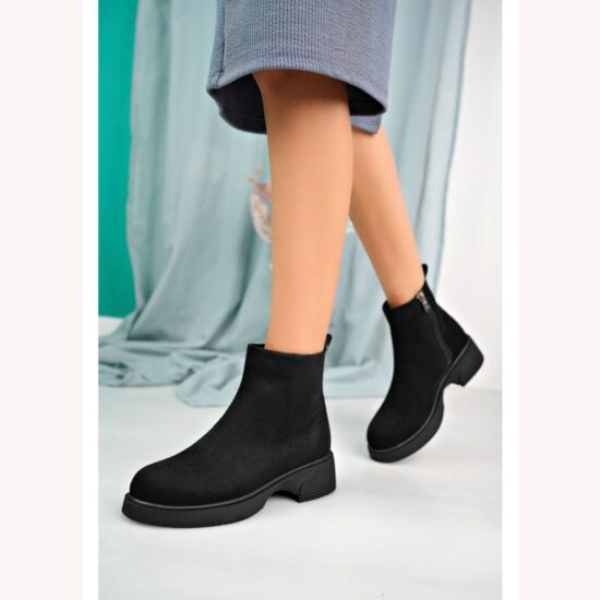 Black Ankle Boots Low Heel Boots for Women AL-223