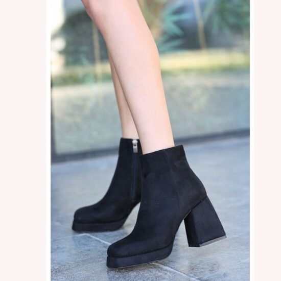 Black Blunt Toe Boots for Women Ankle Boots AL-225