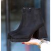 Black Blunt Toe Boots for Women Ankle Boots AL-225