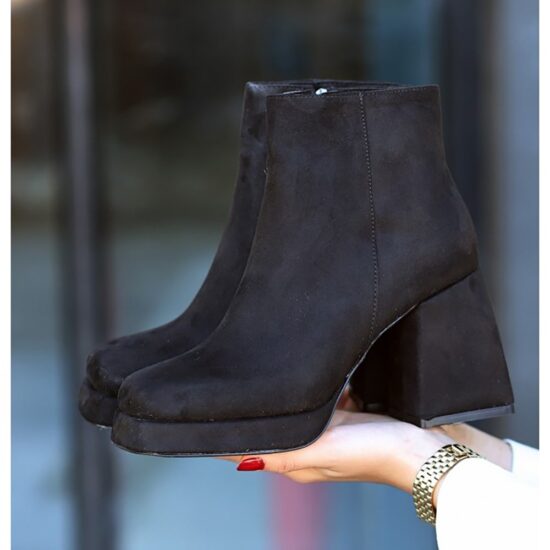 Black Blunt Toe Boots for Women Ankle Boots AL-225