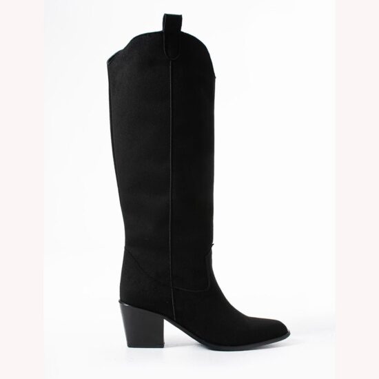 Black Chunky Heel Cowgirl Boots for Women TU-01