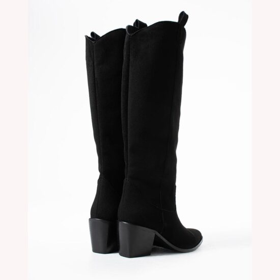 Black Chunky Heel Cowgirl Boots for Women TU-01