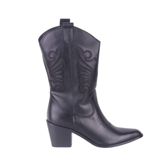 Black Embroidered Western Cowboy Boots for Women TU-04