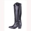 Black Knee High Crocodile Boots TU-022