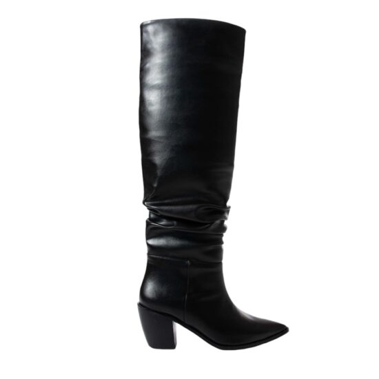 Black Low Heel Boots for Women Above Knee High TU-02