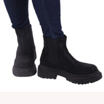 Black Low Heel Boots for Women with Stones TU-09