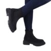 Black Low Heel Boots for Women with Stones TU-09