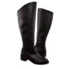 Black Low Heel Casual Leather Boots for Women TU-012