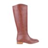 Brown Block Heel Boots for Women Wide Calf TU-015