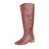 Brown Block Heel Boots for Women Wide Calf TU-015