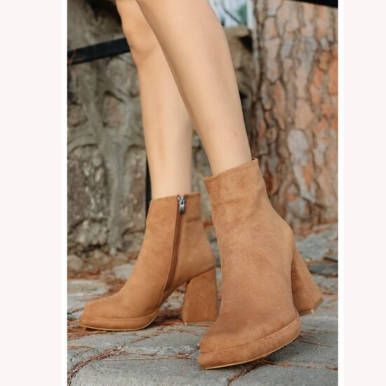 Brown Blunt Toe Boots for Women Ankle Boots AL-225