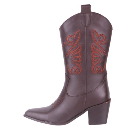 Brown Embroidered Western Cowboy Boots for Women TU-04