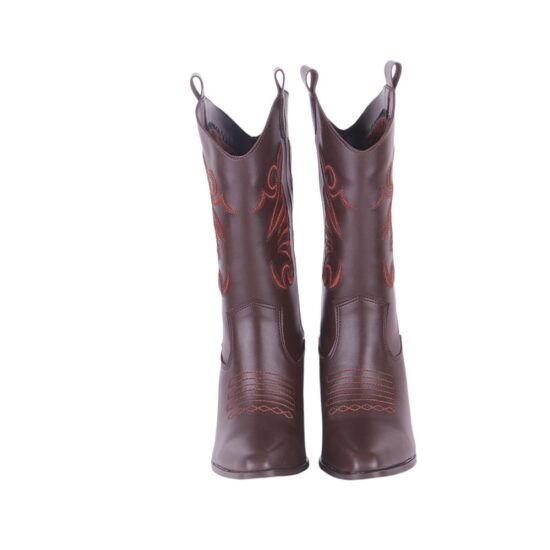 Brown Embroidered Western Cowboy Boots for Women TU-04