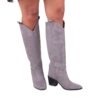 Gray Chunky Heel Cowgirl Boots for Women TU-01